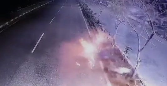 On CCTV, 2 Dead As Bike Hits Divider, Bursts Into Flames In Hyderabad
