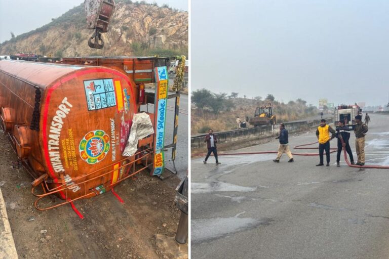Tanker Carrying Methanol Overturns On Jaipur-Delhi Highway, Leak Reported