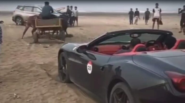 Video: When A Ferrari, Stuck On A Beach, Was Pulled Out By A Bullock Cart