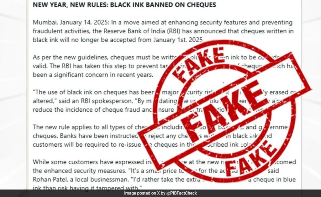 Fact Check: Did RBI Issue Guidelines About Ink Colour For Writing Cheques?