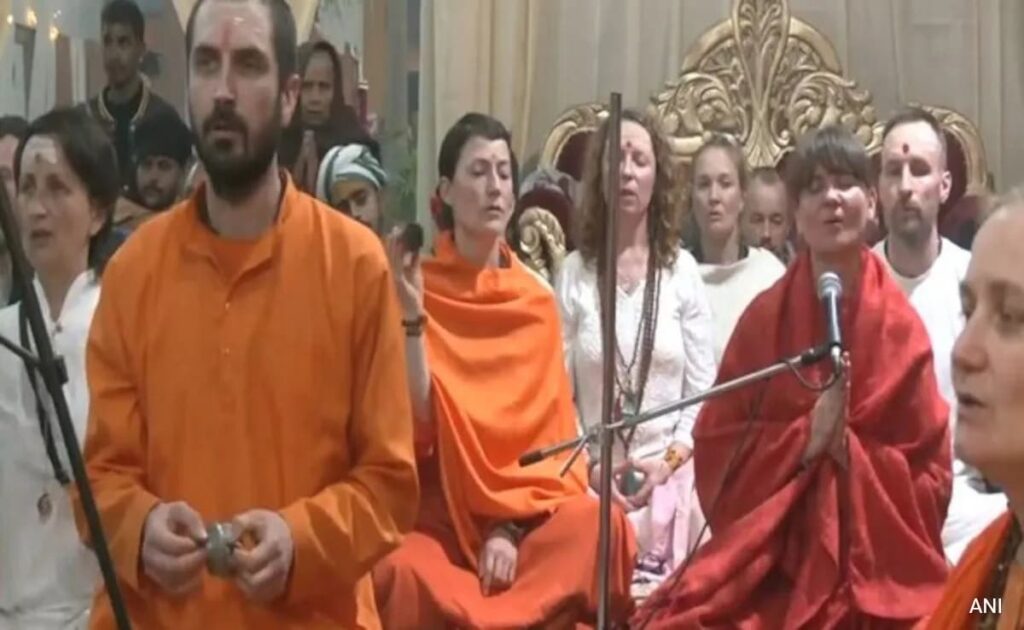 Seers From Russia, Ukraine Perform "Kirtan" At Maha Kumbh