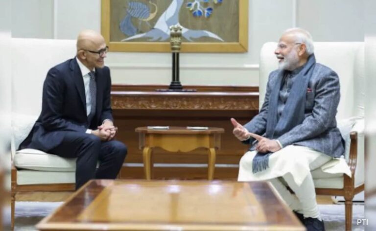 PM Modi Meets Microsoft CEO Satya Nadella, Discusses Tech, AI