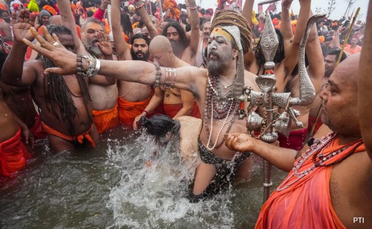 At Maha Kumbh, Naga Sadhus Of Niranjani, Anand Akharas Take 'Amrit Snan'