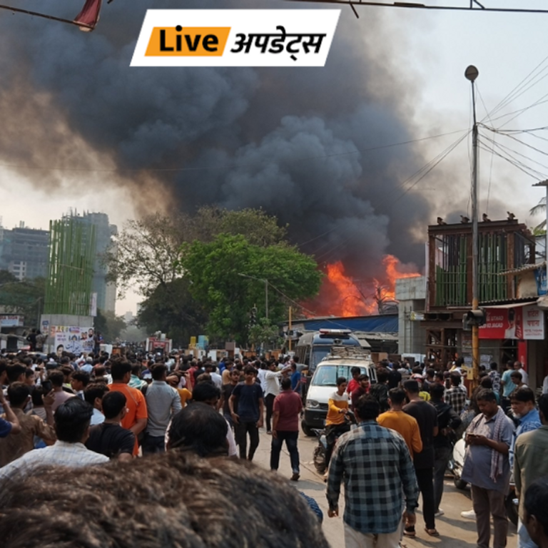 भास्कर अपडेट्स:मुंबई में ओशिवारा के फर्नीचर मार्केट में लगी आग, 12 फायर ब्रिगेड की गाड़ियां पहुंची