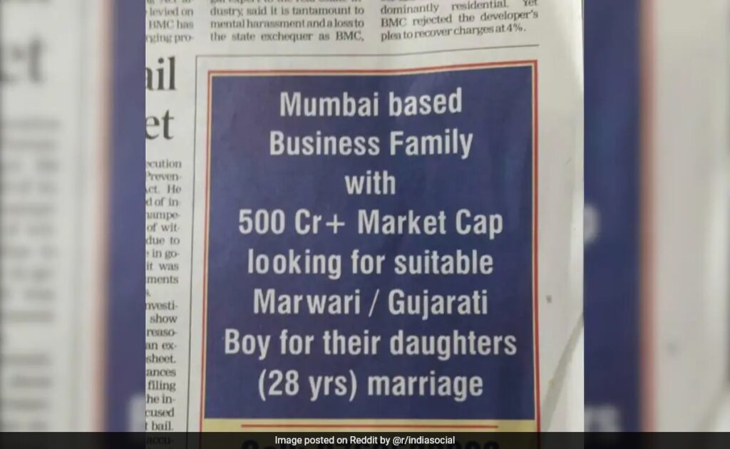 Bizarre Matrimonial Ad Boasting Rs 500 Crore Market Cap Amuses Internet
