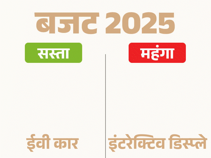 बजट 2025 - सस्ता-महंगा:इलेक्ट्रिक कारें, फोन, LED, 36 जीवनरक्षक दवाएं सस्ती; सोना-चांदी में बदलाव नहीं