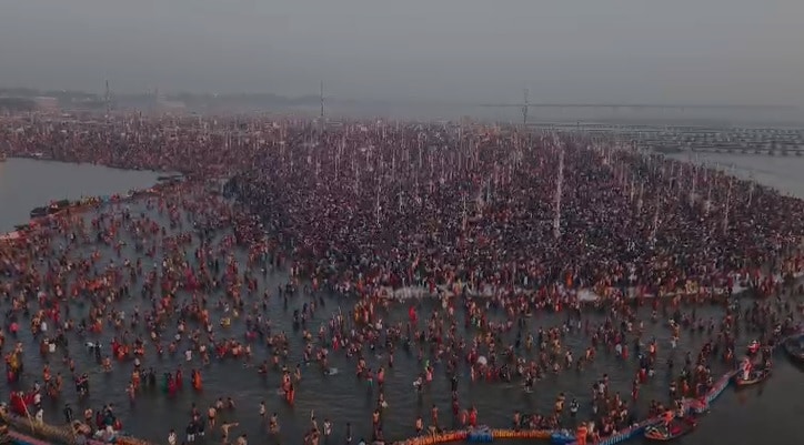 Millions Gather At Maha Kumbh For Maghi Purnima 'Snan'