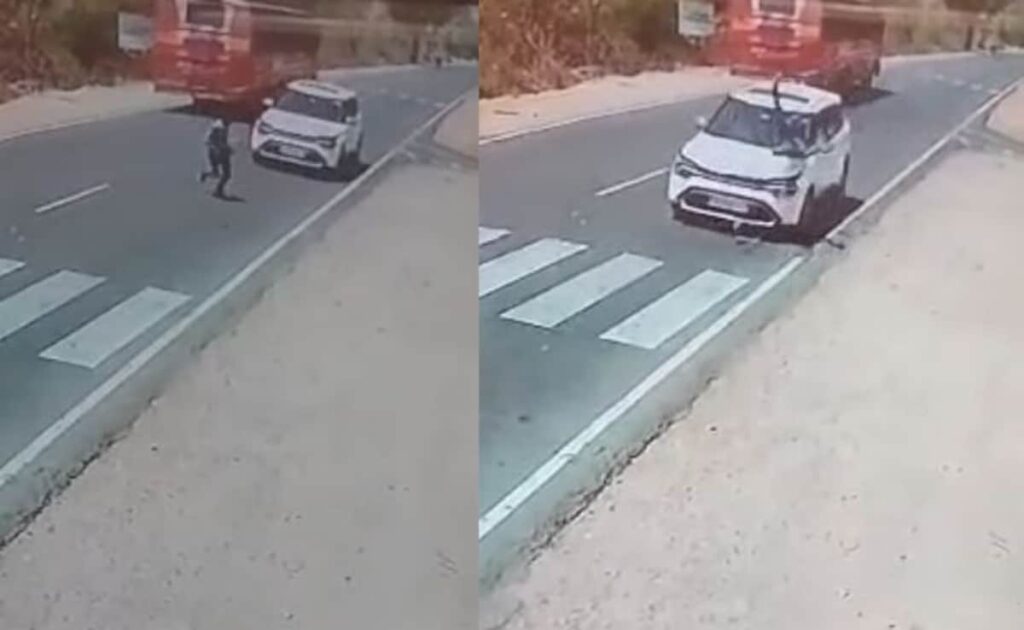 On Camera, Speeding Fortuner Hits Man Crossing Road In UP, He Survives
