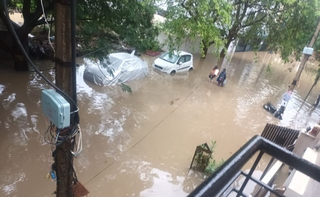 Waterlogging After Heavy Rain In Bengaluru, MLA Visits Affected Area On Bulldozer