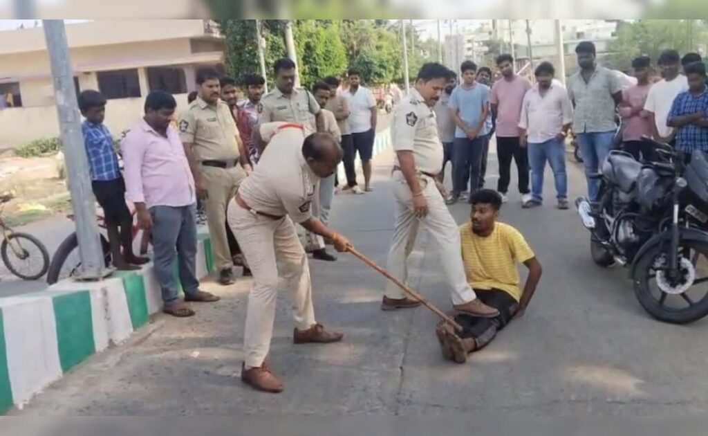 Video: 3 Men Made To Sit On Andhra Highway As Cops Hit Them With Sticks