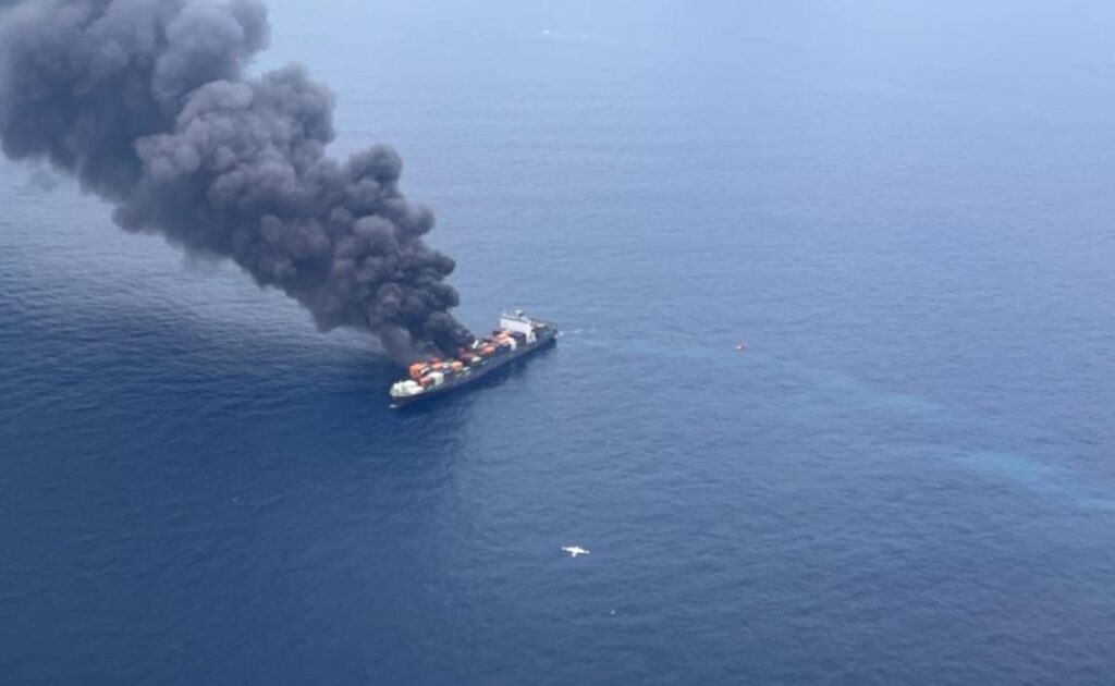 Firefighting Efforts Intensify On Singapore Vessel After Kerala Coast Blast