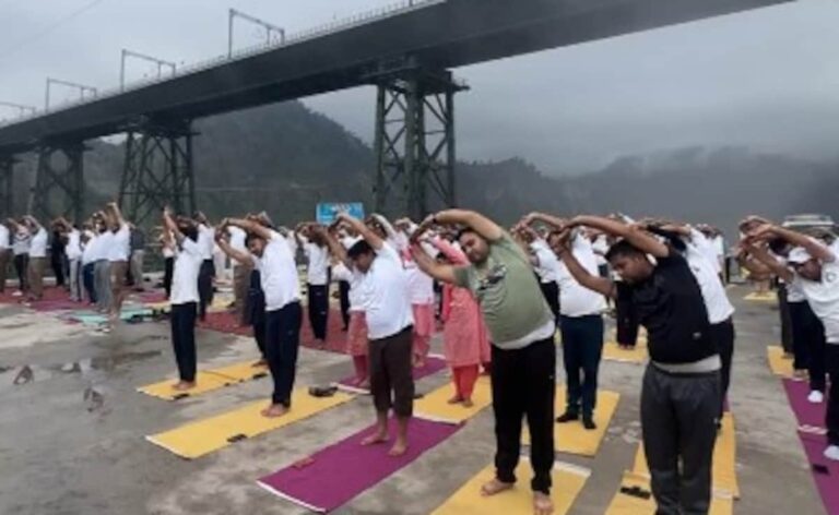 Watch: Officials, Locals Participate In Yoga Event At World's Highest Chenab Rail Bridge