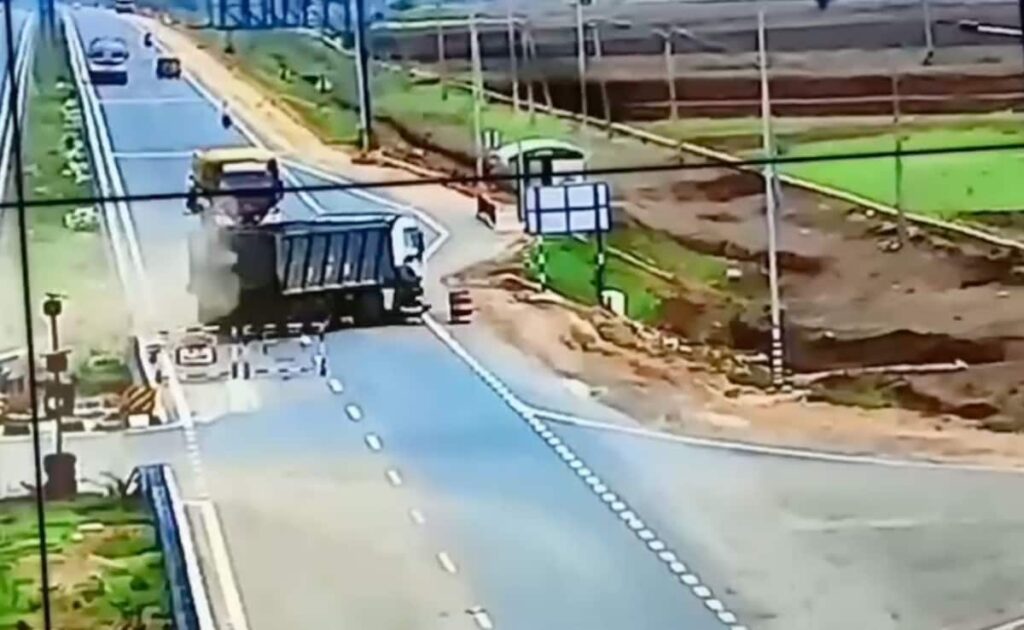 Video: Truck Jumps Divider, Crashes Into Motorcycle In Andhra Pradesh