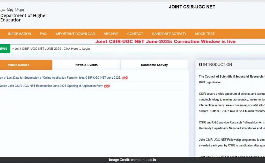 National Testing Agency To Close Application Correction Portal For CSIR-UGC Test 2025 Today, Details Here