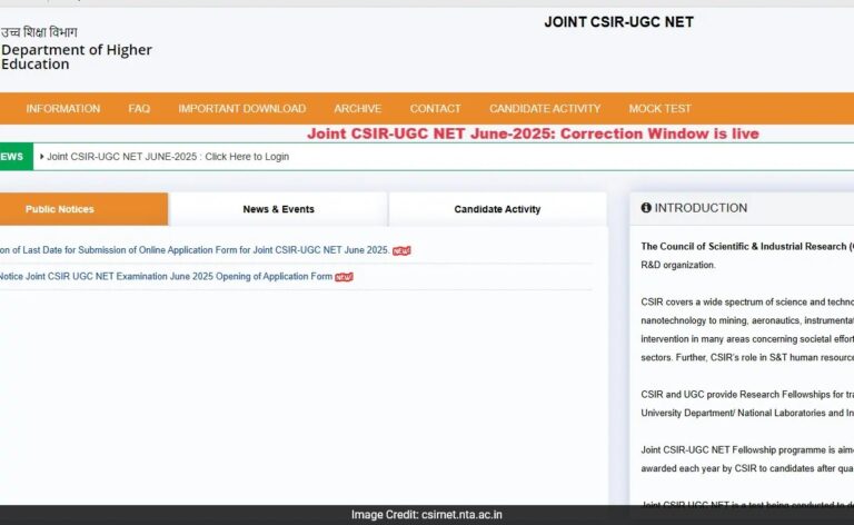 National Testing Agency To Close Application Correction Portal For CSIR-UGC Test 2025 Today, Details Here