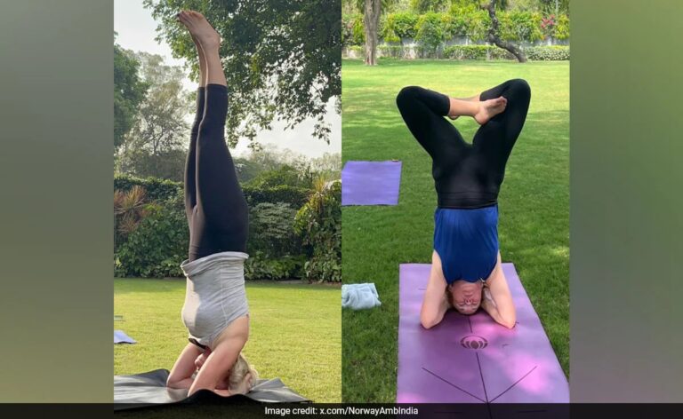 Norwegian Envoy Celebrates Yoga Day With Headstand Lotus Pose