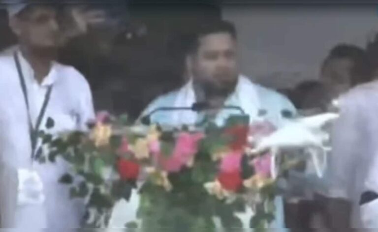 Tejashwi Yadav Ducks As Drone, Employed To Cover Rally, Strays, Hits  Podium