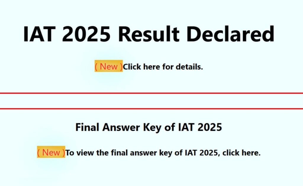 IISER Aptitude Test 2025 Result Declared; Check When Counselling Begins