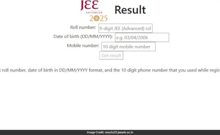 JEE Advanced Result 2025 Declared; Direct Link Here