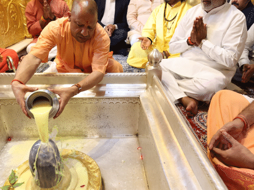 योगी ने काशी विश्वनाथ का पंचामृत अभिषेक किया:शाह 4 मुख्यमंत्रियों के साथ करेंगे रुद्राभिषेक, सुरक्षा और विकास के मुद्दों पर आज बड़ी बैठक