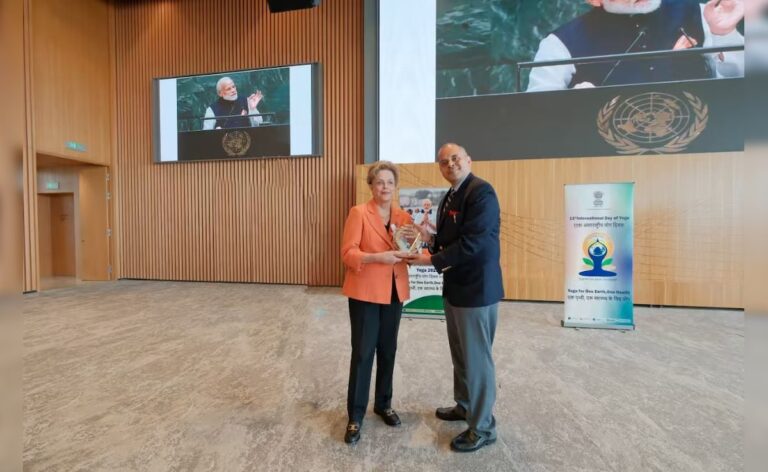 NDB Chief Rousseff Joins Yoga Event In Shanghai, Condoles Air India Crash