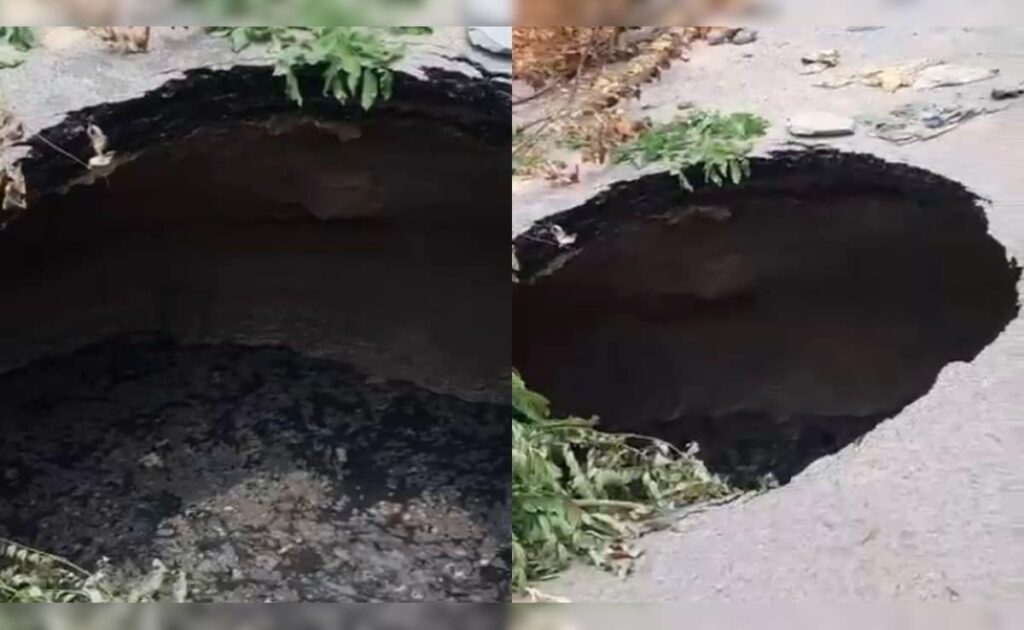 Noida Road Caves In, Forms 5-Foot-Deep Pothole At Busy Intersection