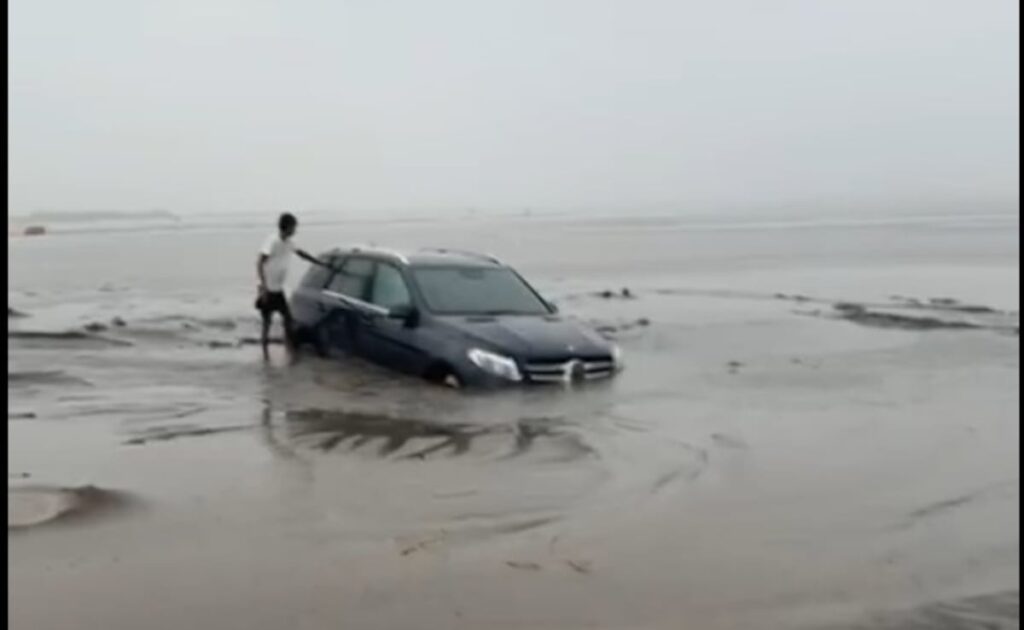 Video: Mercedes Stuck On Dumas Beach In Gujarat's Surat After Stunt Goes Wrong
