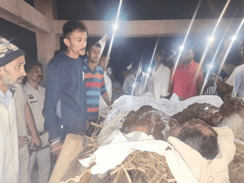 रोहतक में 500 रुपए के लिए हो चुके 3 मर्डर:अब पिता-भाई के संस्कार में बेड़ियों में पहुंचा सागर; उंगली दिखा बोला- बदला लूंगा